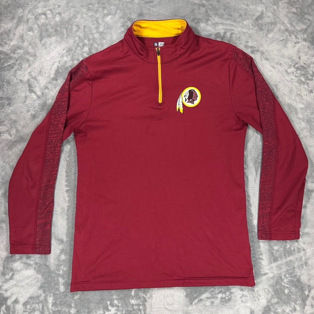 Washington Redskins Quarter Zip Pullover Mens Medium Burgundy NFL Team Apparel